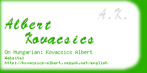 albert kovacsics business card